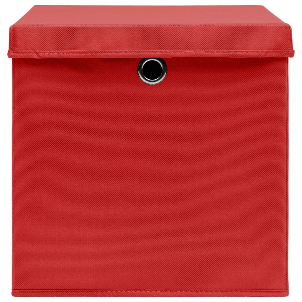 Storage Boxes with Covers 4 pcs 28x28x28 cm Red